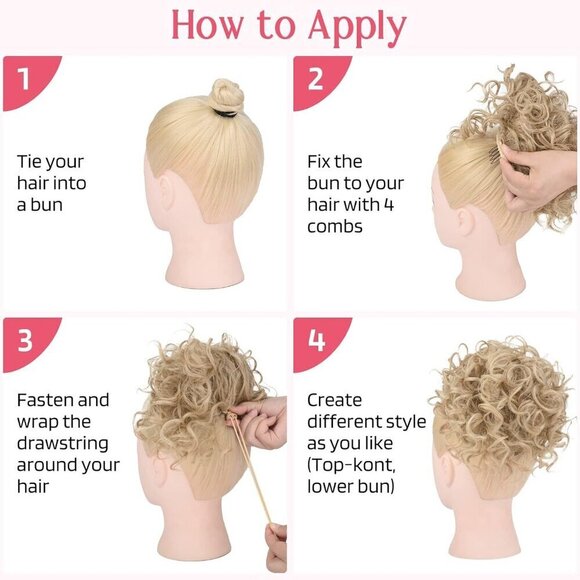 Messy Hair Bun Hair Piece Elastic Drawstring Loose Wave Large Curly Bun Short Sy - Picture 6 of 7
